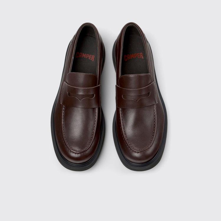 Overhead view of Norman Brown Leather Shoes for Men.