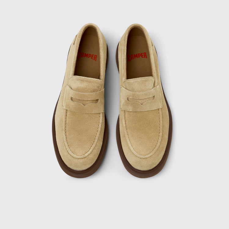 Overhead view of Norman Brown Suede Leather Shoes for Men.