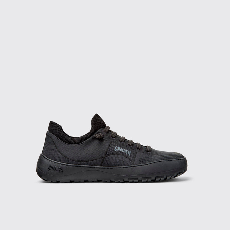 Side view of Peu Serra Black and Gray Recycled PET Engineered Materials Sneakers for Men.