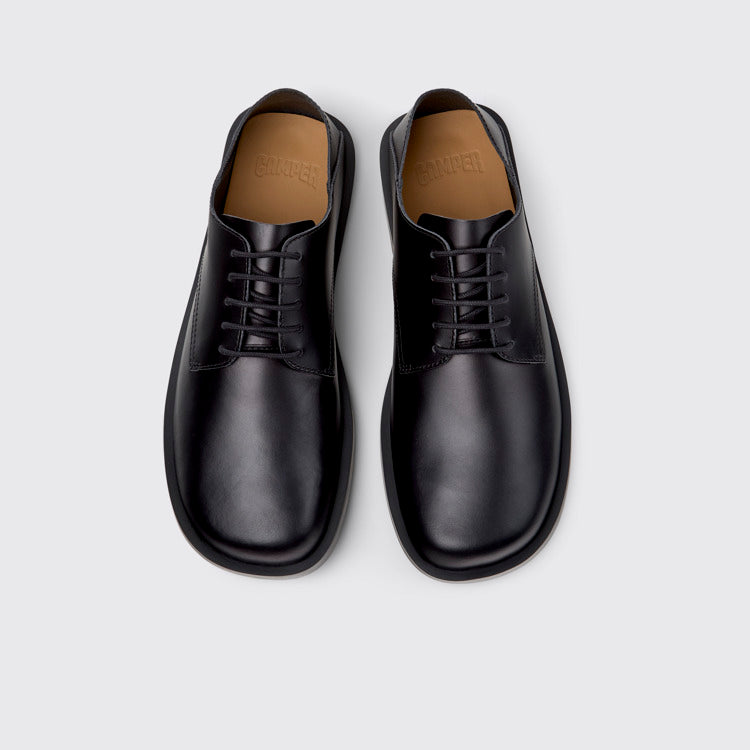 Overhead view of Don Black Leather Shoes for Men.