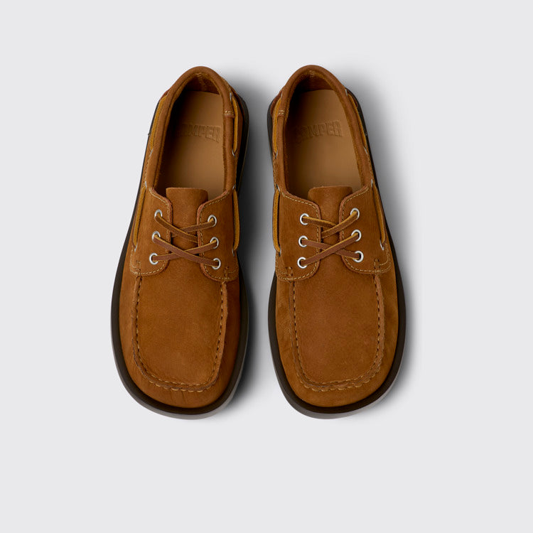 Overhead view of Don Brown Nubuck Leather Nautical Moccasins for Men.
