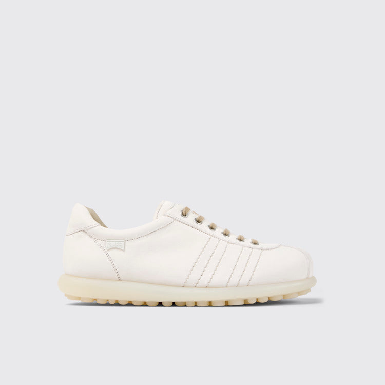 Side view of Pelotas White Leather Men's Shoes.