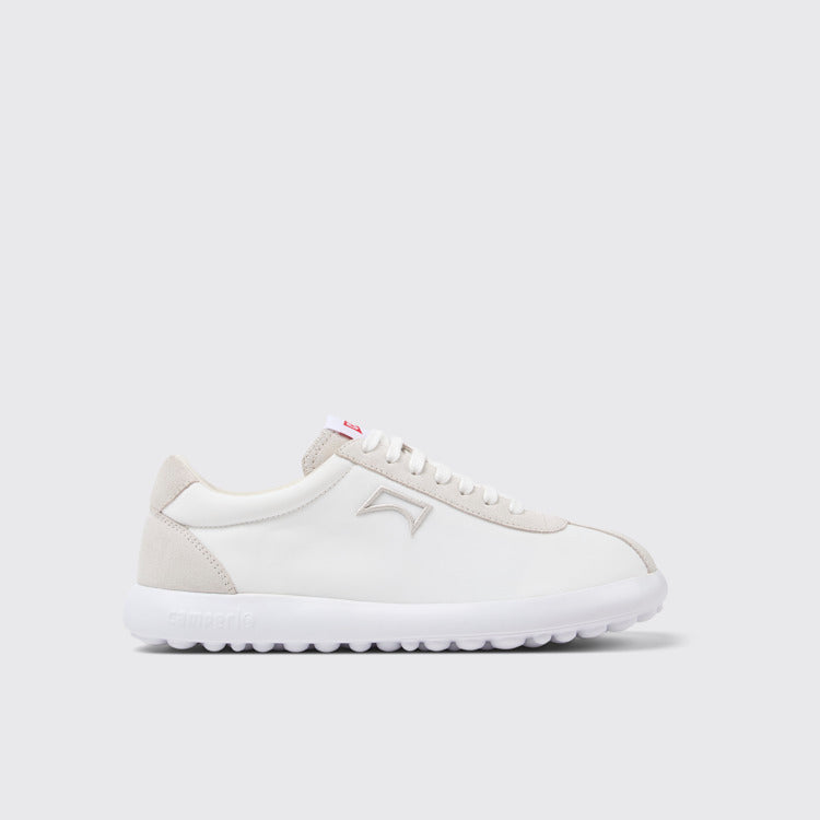 Side view of Pelotas XLite White Recycled PET and Nubuck Men's Sneakers.