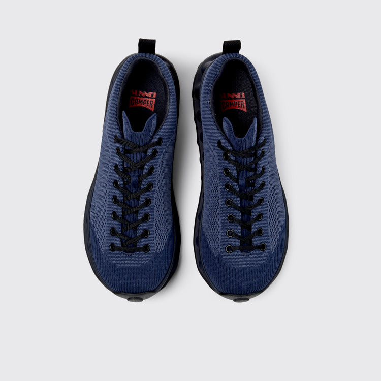 Overhead view of Camper x SUNNEI - PELOTISSIMA Blue and Black Textile Sneakers for Men.