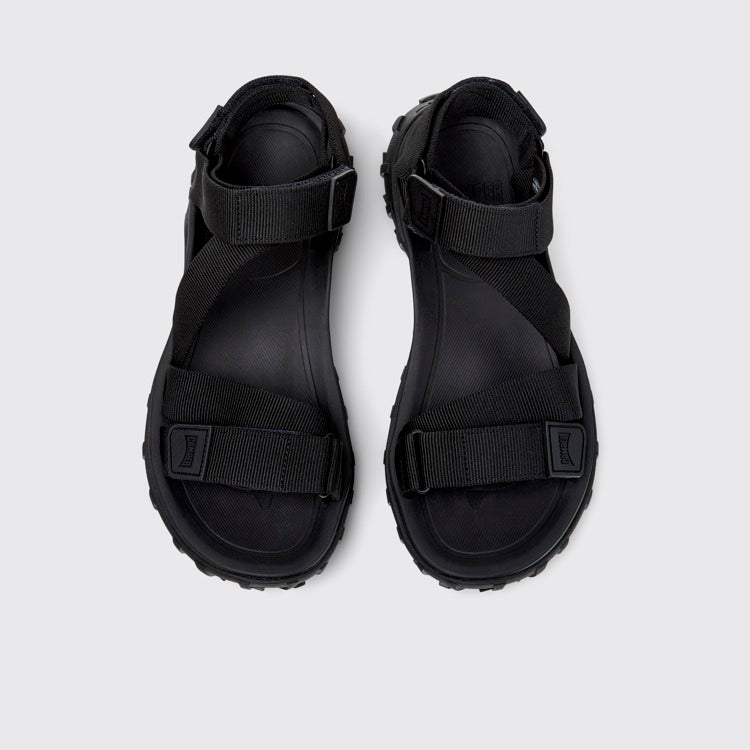 Overhead view of Drift Trail Sandal Black Textile Sandals for Men.