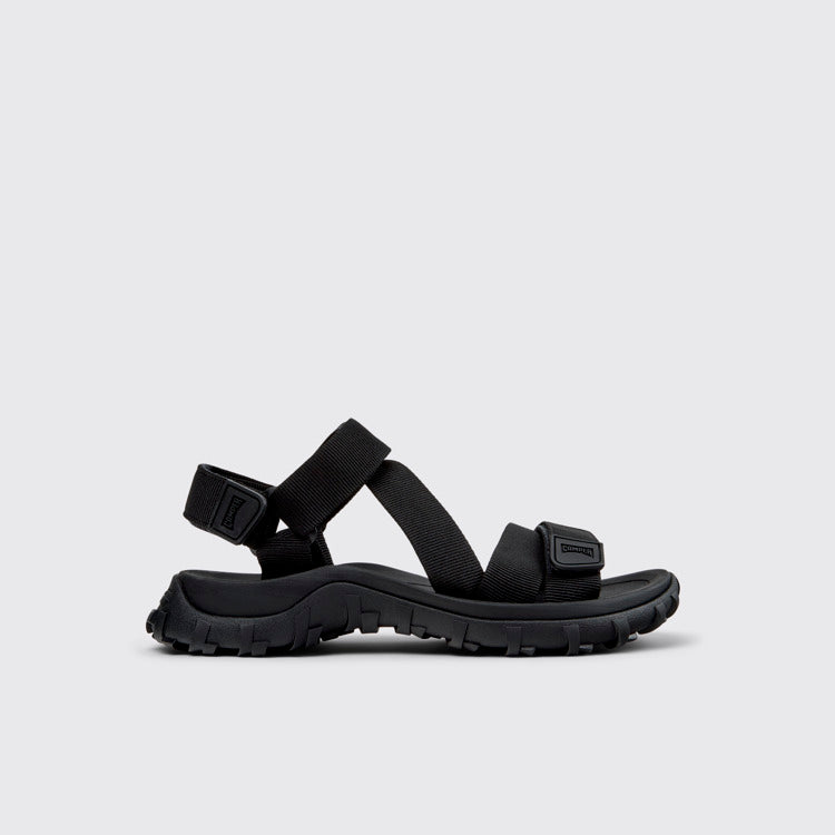 Side view of Drift Trail Sandal Black Textile Sandals for Men.