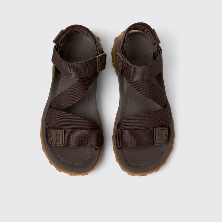 Overhead view of Drift Trail Sandal Brown Textile Sandals for Men.