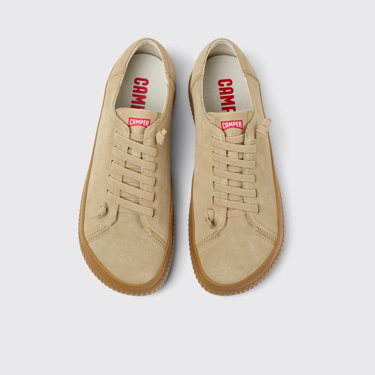 Overhead view of Peu Roda Beige Nubuck Sneakers for Men.