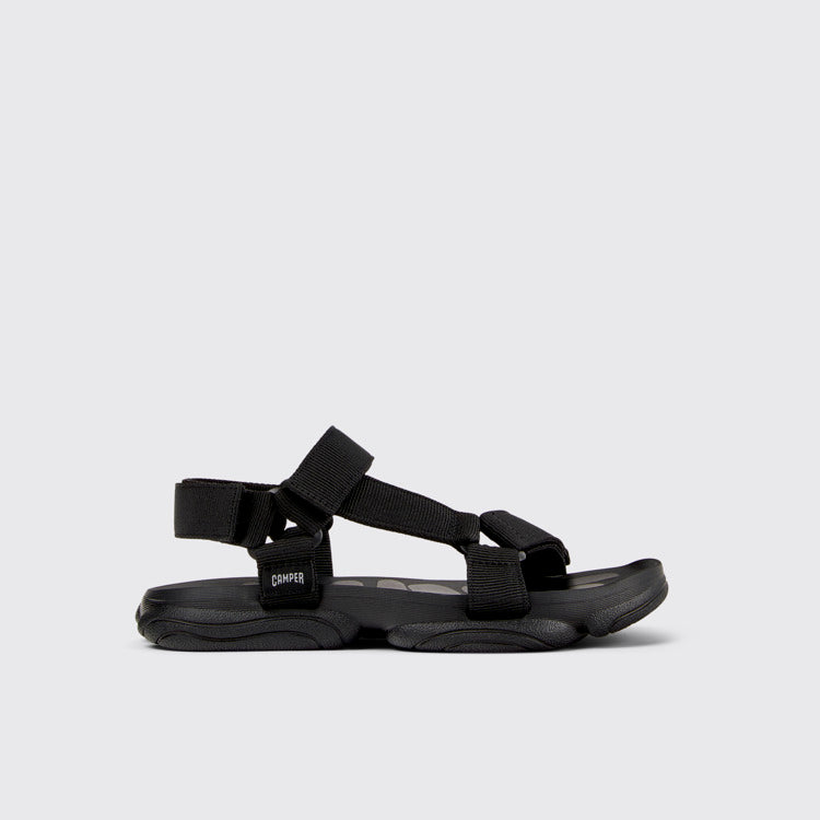 Side view of Karst Sandal Black Textile Sandals for Men.