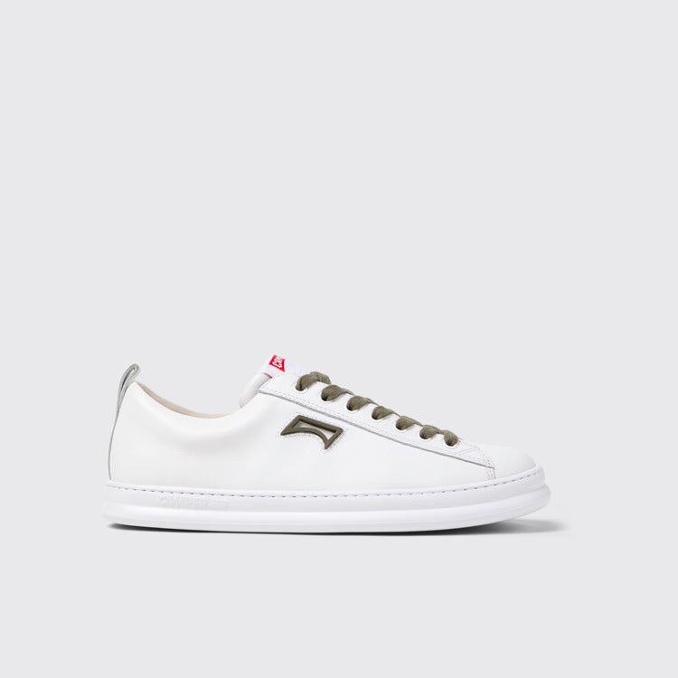 Side view of Runner White Leather Sneakers for Men.