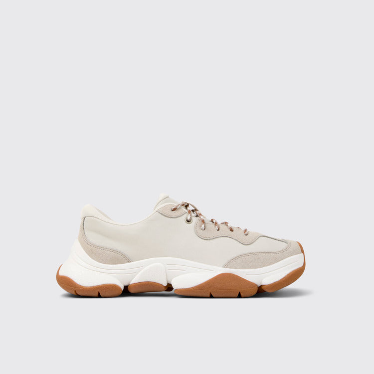 Side view of Karst 2 White Leather and Nubuck Sneakers for Men.