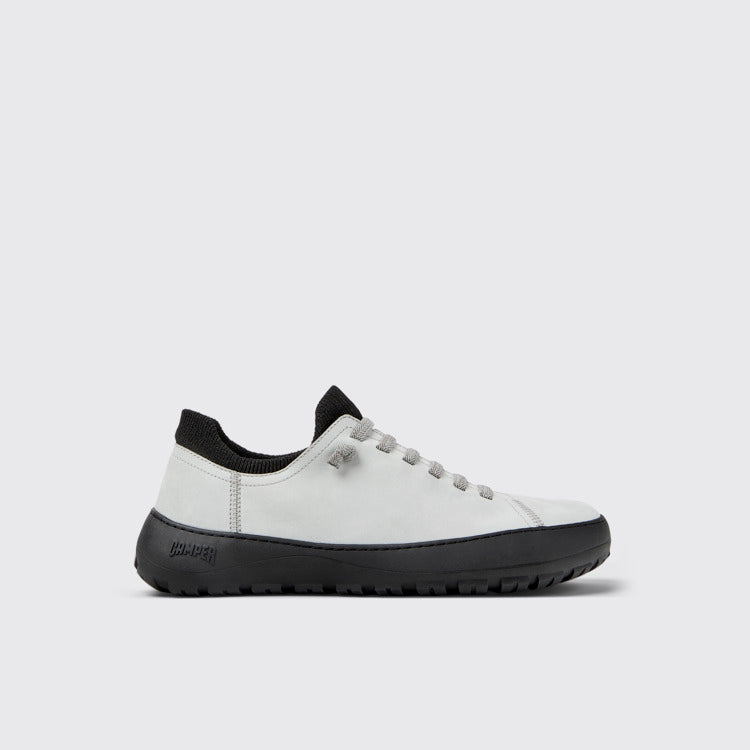 Side view of Peu Serra 360º Durable Gray Nubuck and Textile Sneakers for Men