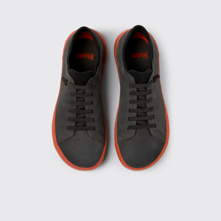 Overhead view of Peu Serra 360º Durable Gray Nubuck and Textile Sneakers for Men.