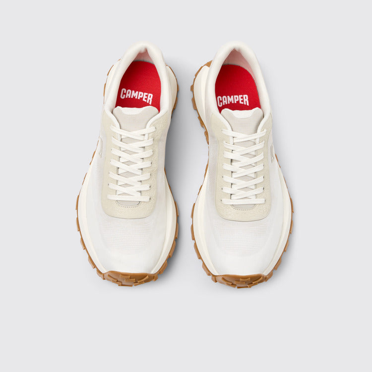 Overhead view of Drift Trail Beige Engineered Materials and Leather Sneakers for Men.