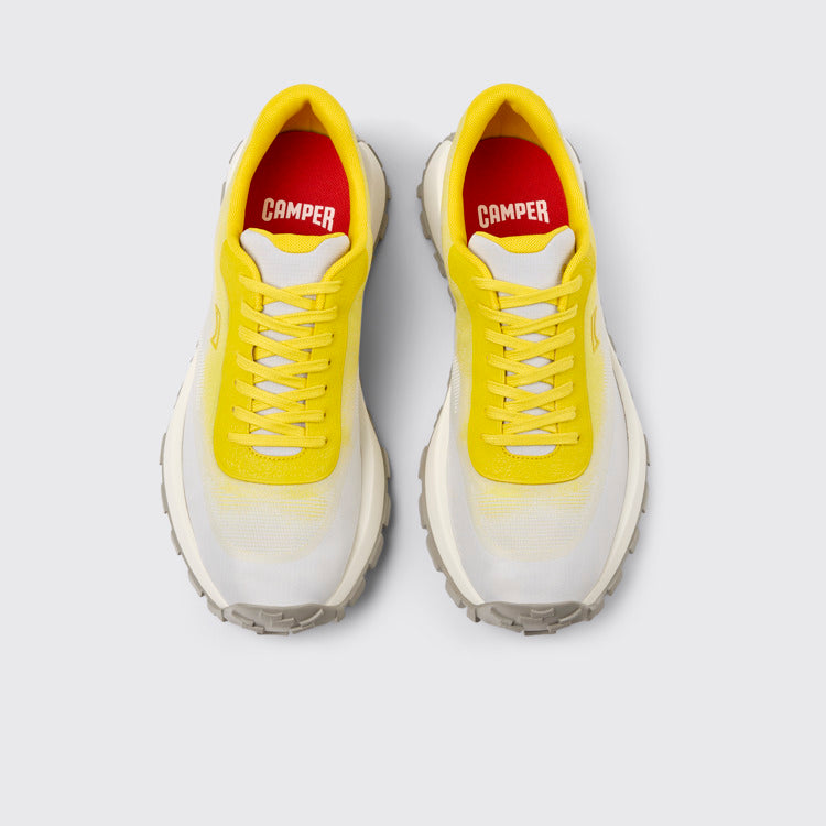 Overhead view of Drift Trail Gray Recycled Engineered Materials Sneakers for Men.