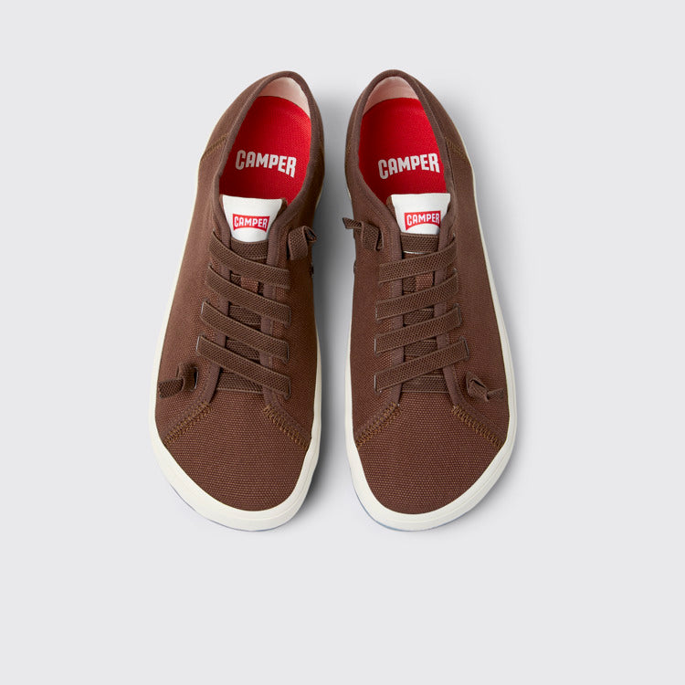 Overhead view of Peu Rambla II Brown Textile Sneakers for Men.