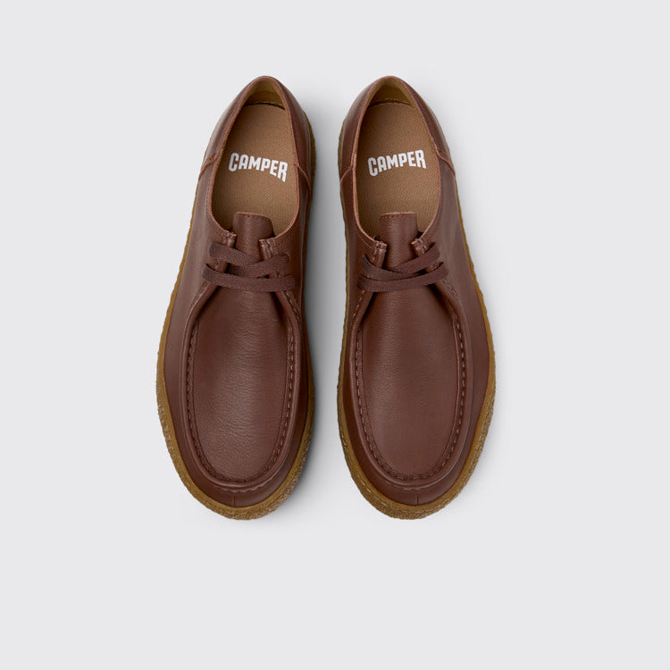 Overhead view of Peu Terreno Brown Leather Shoes for Men.