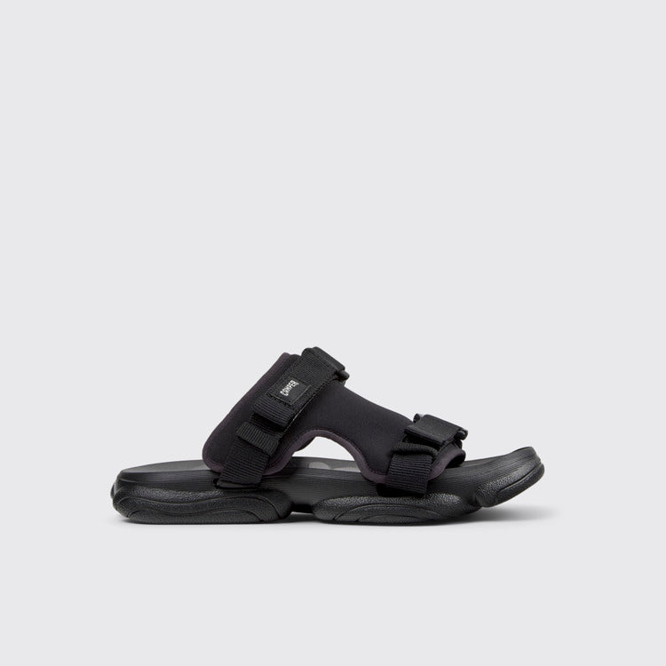 Side view of Karst Sandal Black Textile Sandals for Men.