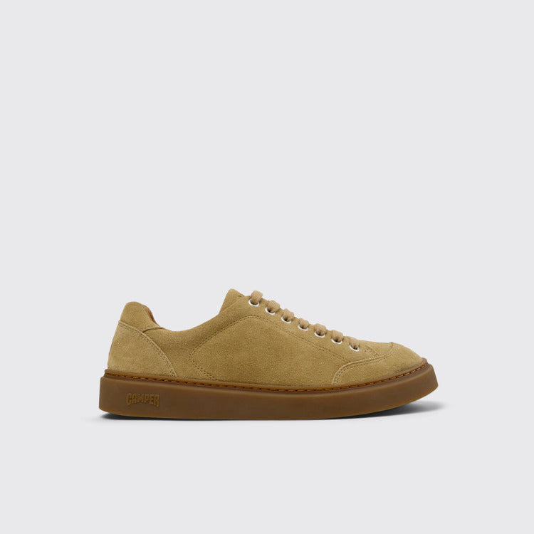 Side view of Runner Twentyfive Brown Suede Leather Sneakers for Men.