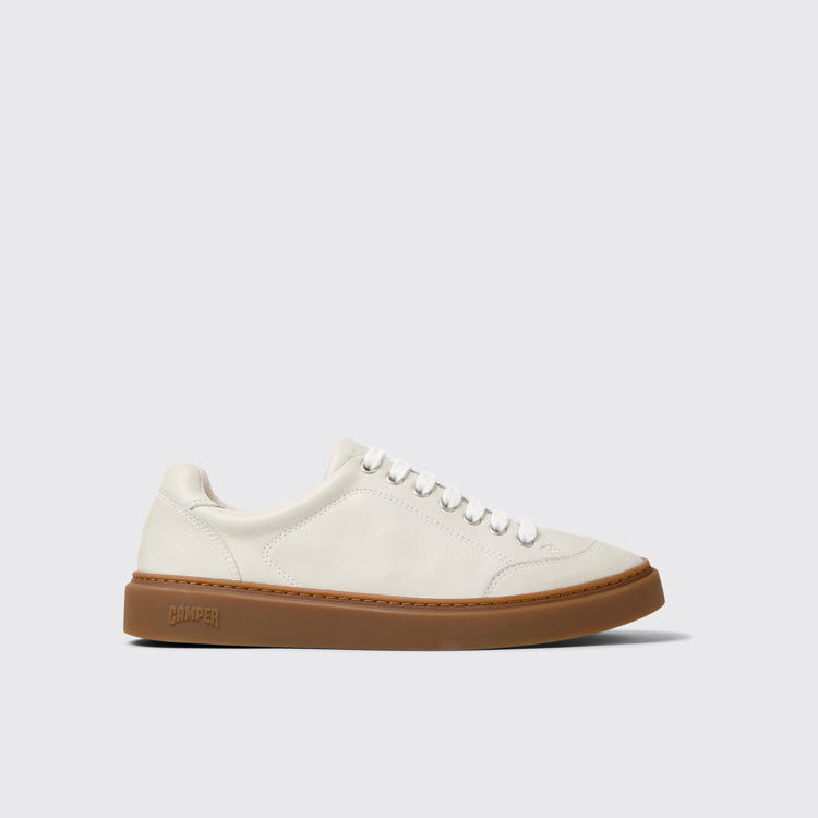 Side view of Runner Twentyfive White Leather Sneakers for Men.