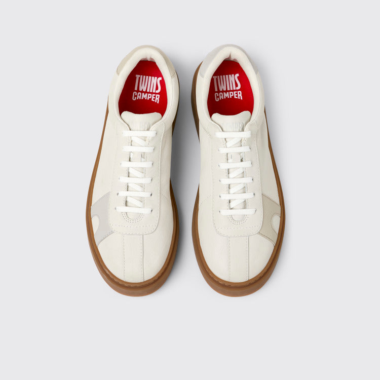 Overhead view of Twins Multicolor Leather Sneakers for Men.