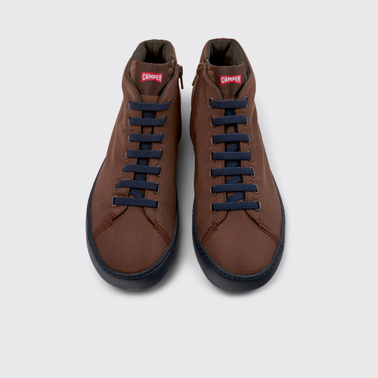Overhead view of Peu Touring Brown Textile Sneaker Boots for Men.