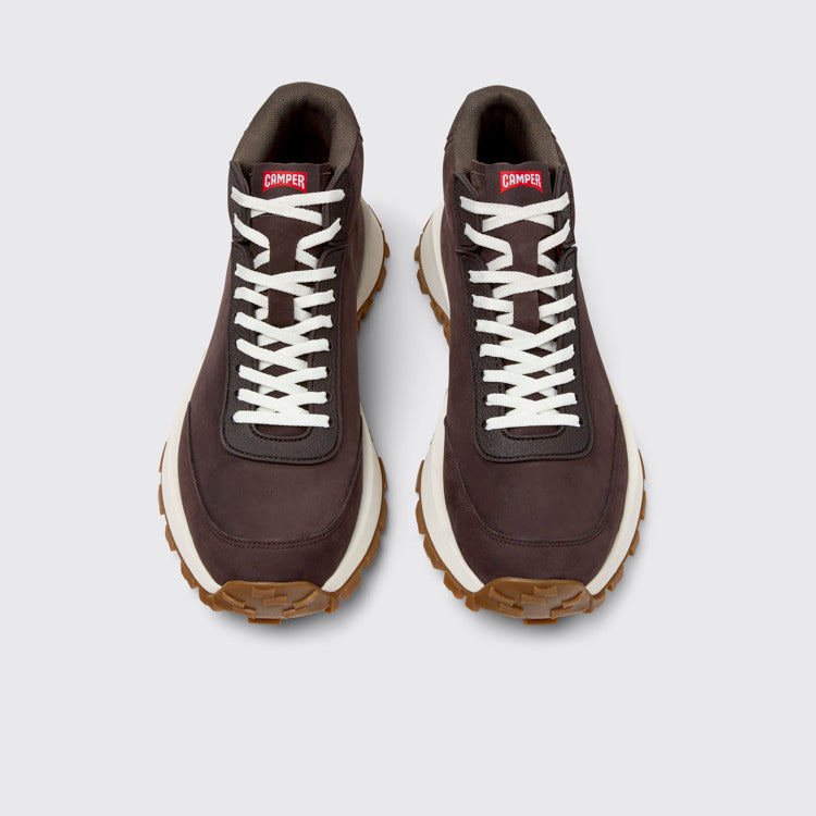Overhead view of Drift Trail Brown Nubuck Sneakers for Men.