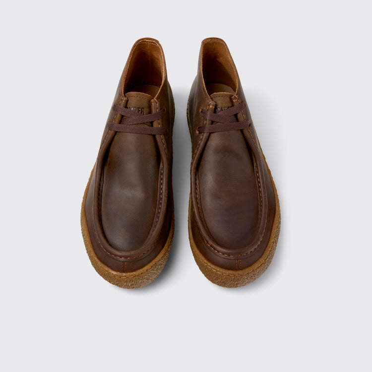 Overhead view of Peu Terreno Brown Nubuck Ankle Boots for Men.
