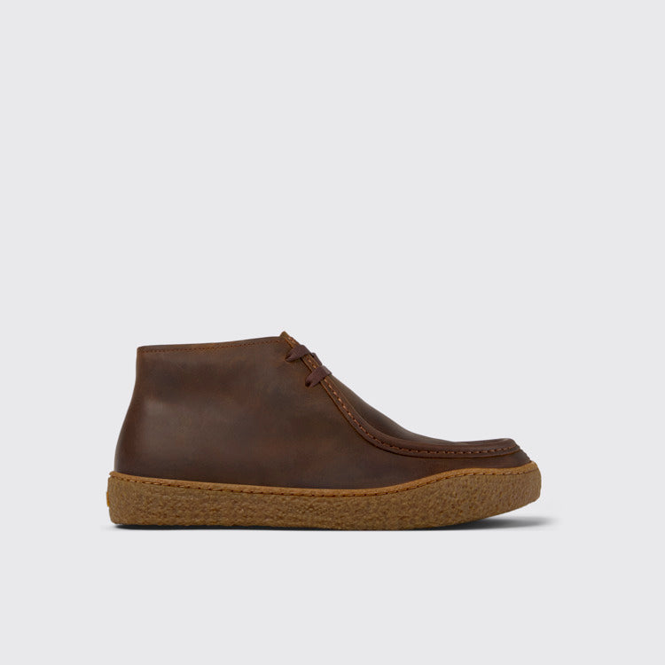 Side view of Peu Terreno Brown Nubuck Ankle Boots for Men.