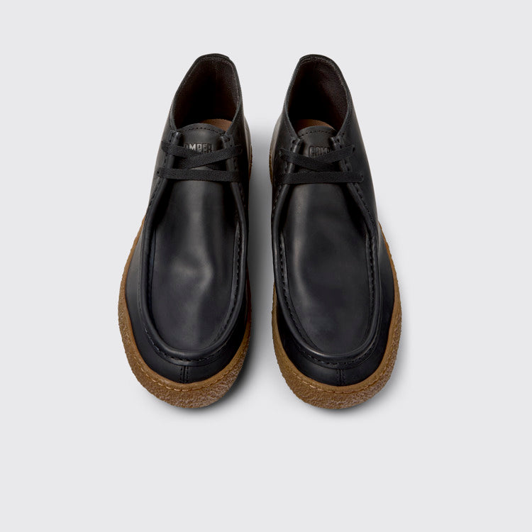 Overhead view of Peu Terreno Black Nubuck Ankle Boots for Men.