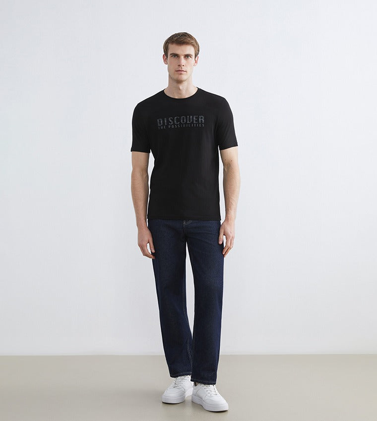 LC Waikiki Sleeves Casual T-Shirt Black