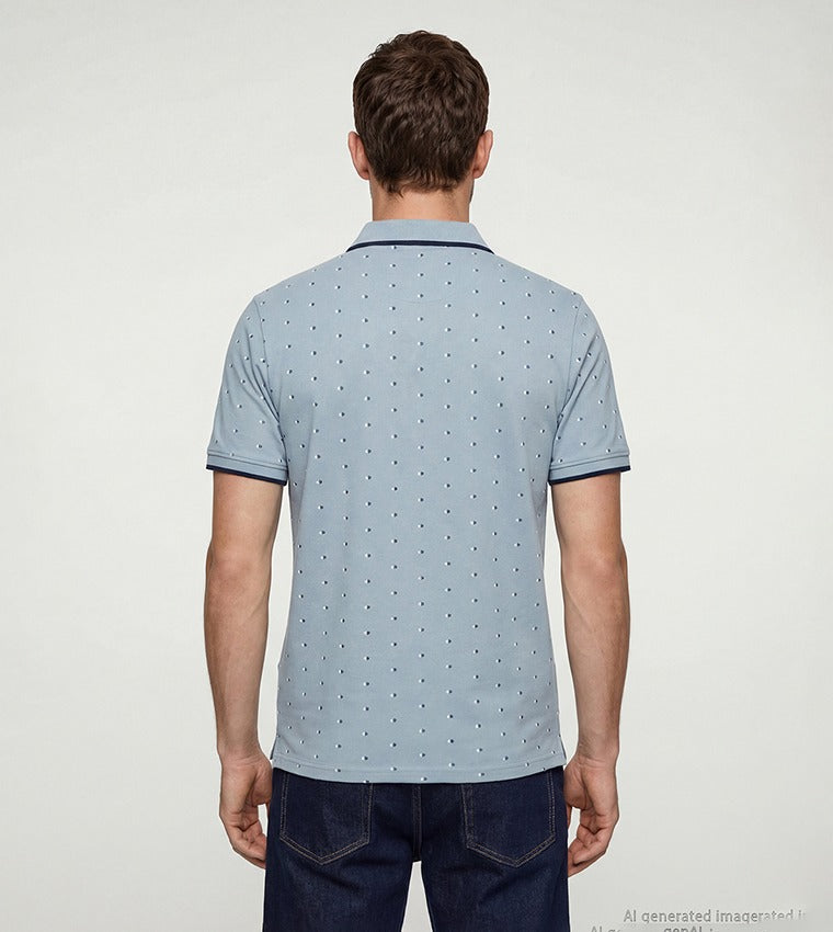 LC Waikiki Patterned Pique Polo T-Shirt Blue