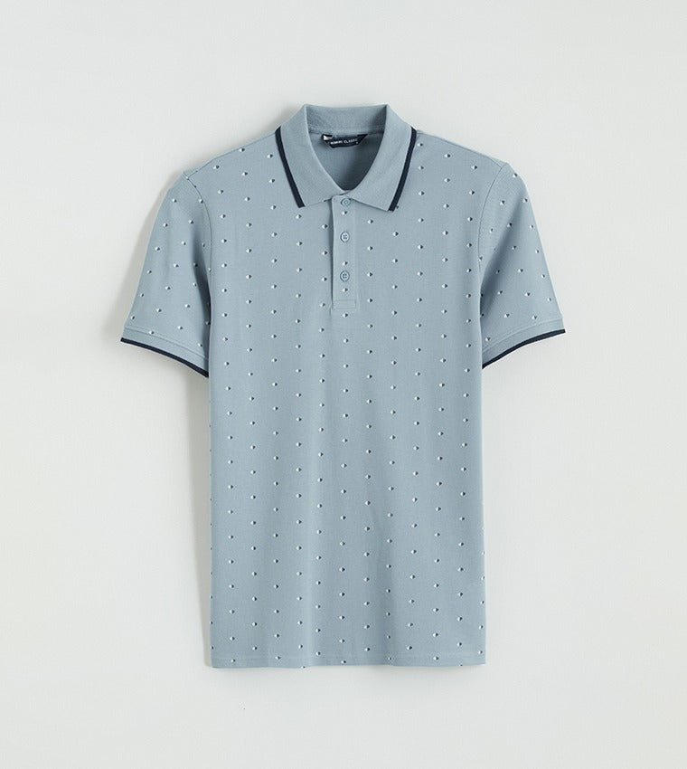 LC Waikiki Patterned Pique Polo T-Shirt Blue