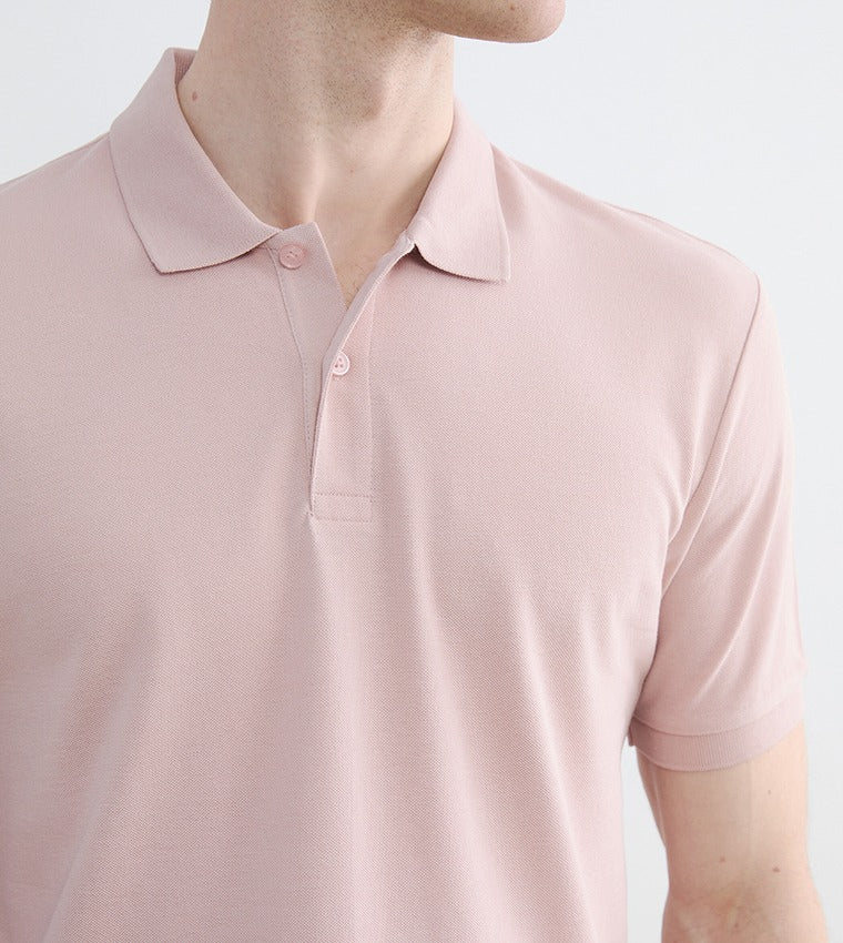 LC Waikiki Solid Short Sleeves Polo T-Shirt Pink