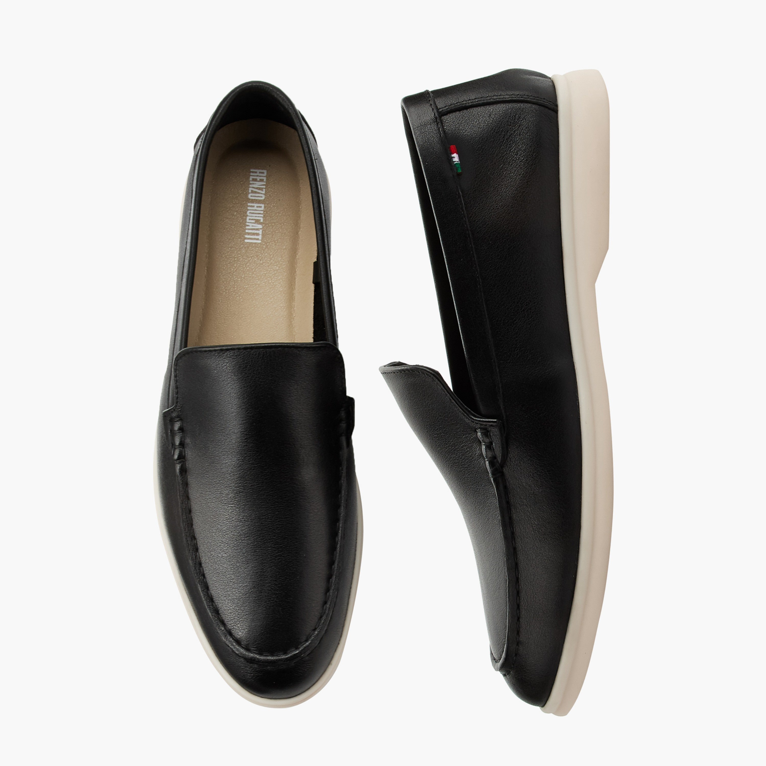 Renzo Ruganni Leather Loafers Black for Men