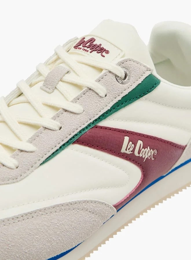 Lee Cooper Men's Colourblock Shoes with Lace-Up Closure- White