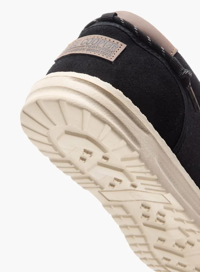 Lee Cooper Men's Textured Moccasins with Lace-Up Closure -Black