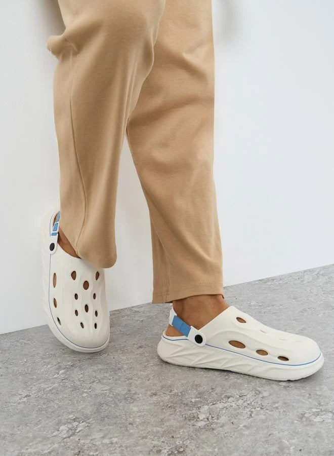 Styli Contrast Trim Clogs White for Men