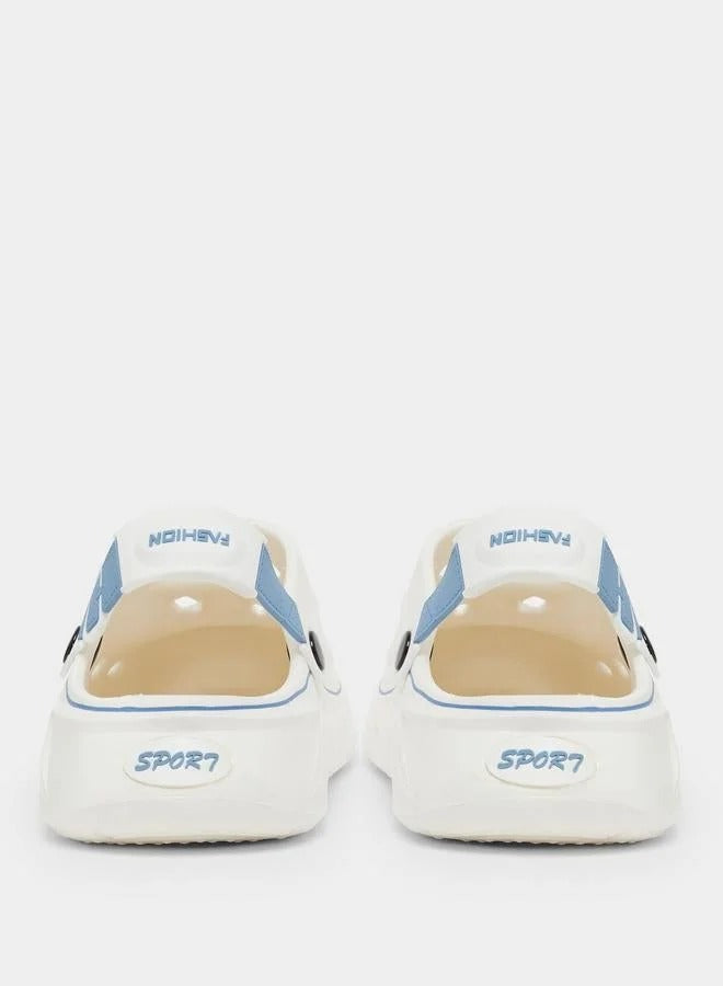 Styli Contrast Trim Clogs White for Men