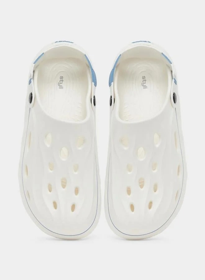Styli Contrast Trim Clogs White for Men
