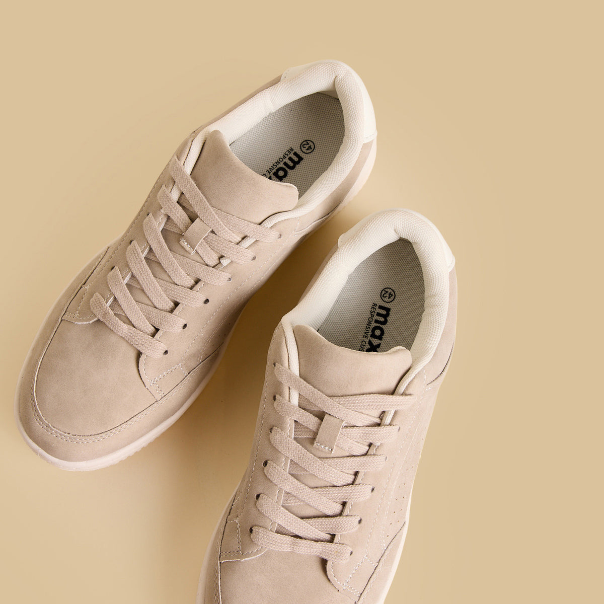 Max Plain Lace-Up Sports Shoes Cream for Men - image 4