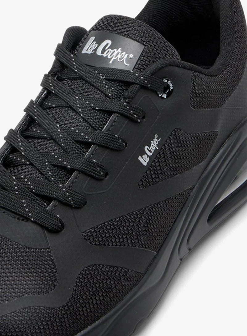 Lee Cooper Panelled Sneakers with Lace-Up Closure For Men- Black