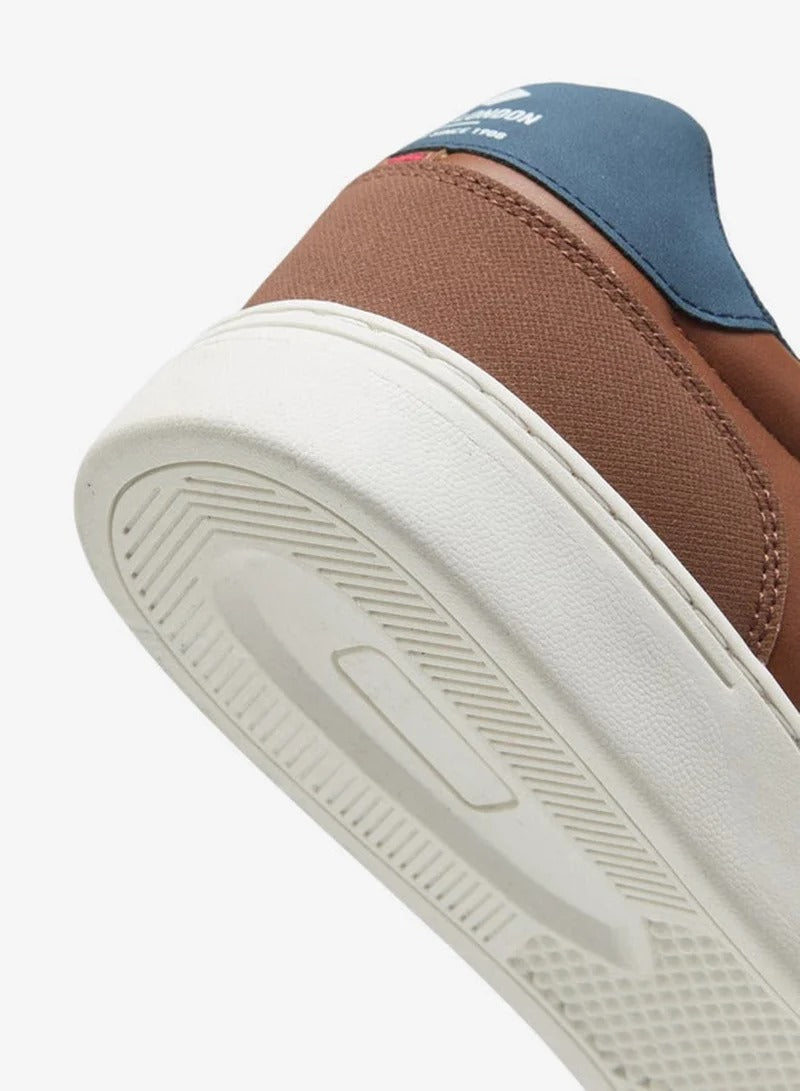 Lee Cooper Men's Solid Lace-Up Sneakers- COGNAC