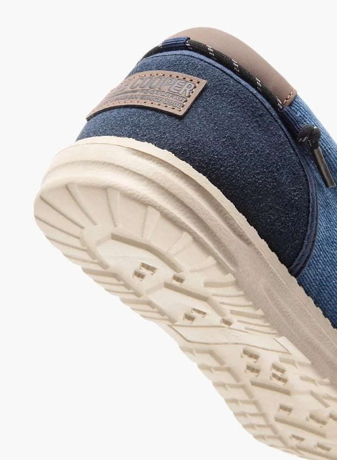 Lee Cooper Men's Textured Moccasins with Lace-Up Closure -Blue