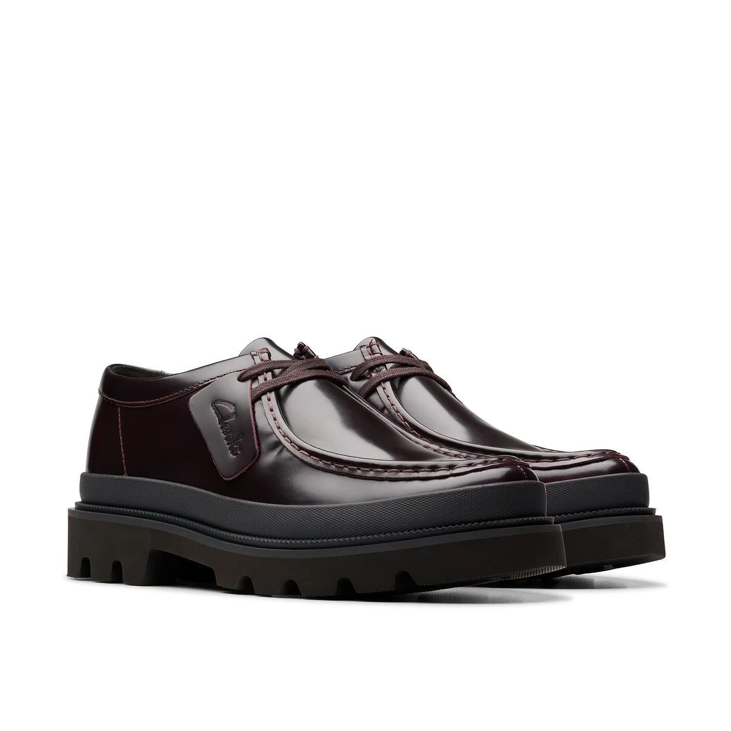 Clarks Mens Badell Seam / Drk burgundy leather