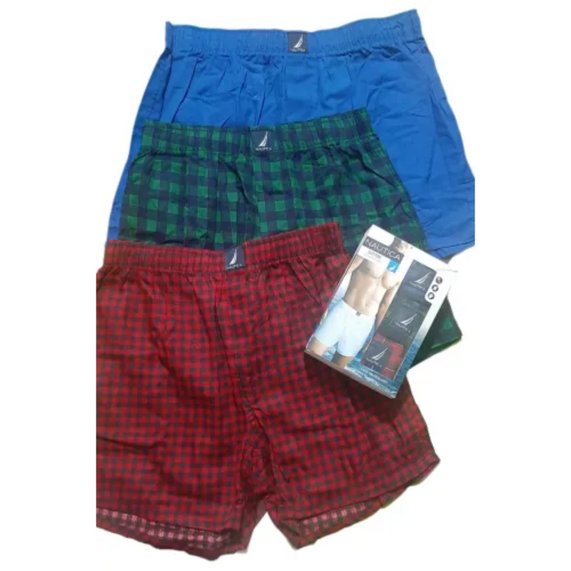 Nautica 3 Pack Soft Cotton Woven Boxers Classic Fit Export Quality