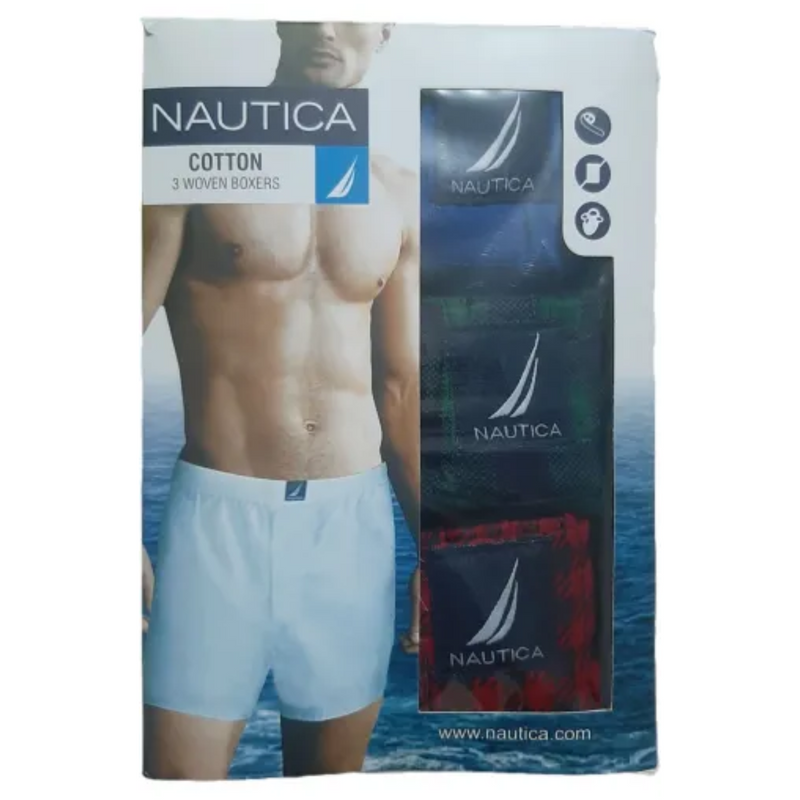 Nautica 3 Pack Soft Cotton Woven Boxers Classic Fit Export Quality