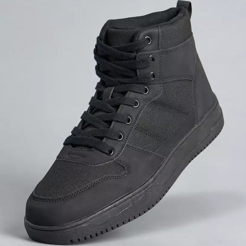 Panelled Ankle Boots with Lace-Up Closure