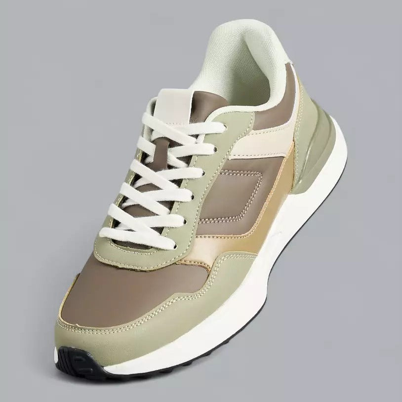 Panelled Sports Shoes with Lace-Up Closure