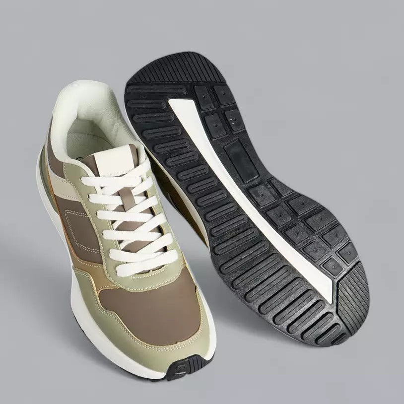 Panelled Sports Shoes with Lace-Up Closure